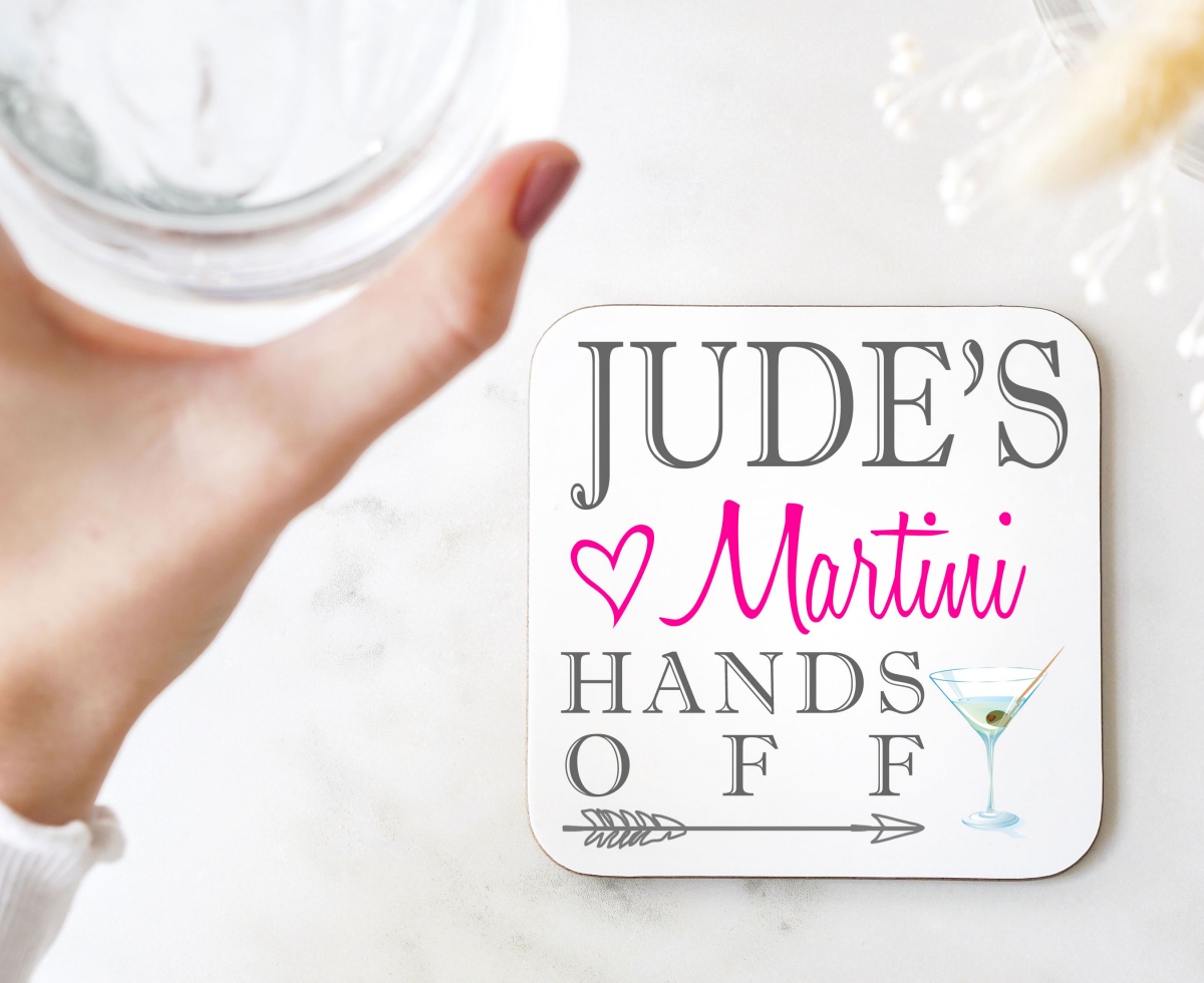 Personalised Martini Wooden Gift Drinks Coaster
